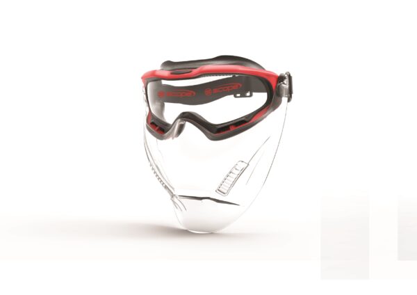 Armour Safety Products Ltd. - Scope Spartan Goggle With Visor / Red Frame Titanium Clear Lens