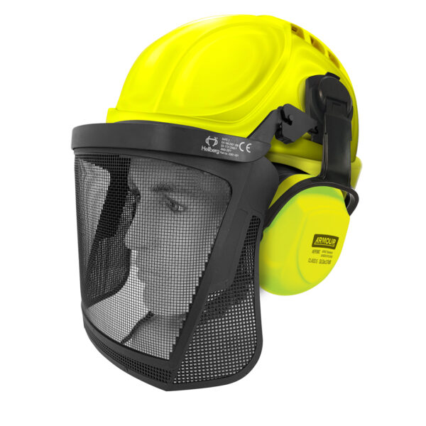 Armour Safety Products Ltd. - Armour | Hellberg Hard Hat Earmuff & Mesh Visor Kit – EN397