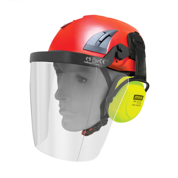 Armour Safety Products Ltd. - Armour | Hellberg Climbing Helmet Earmuff & Clear Visor Kit – EN12492