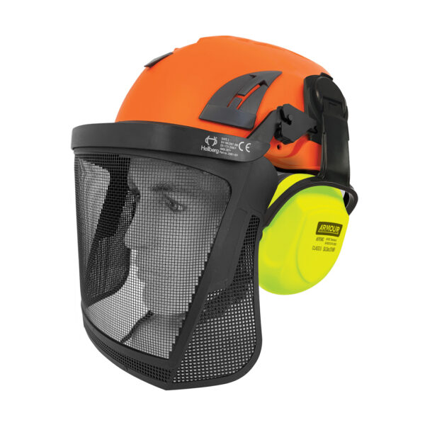 Armour Safety Products Ltd. - Armour | Hellberg Industrial Helmet Earmuff & Mesh Visor Kit – EN397