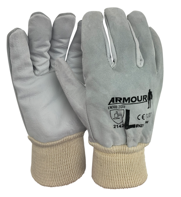 Armour Safety Products Ltd. - Armour Leather Refinery Knit Wrist Glove – Size Large